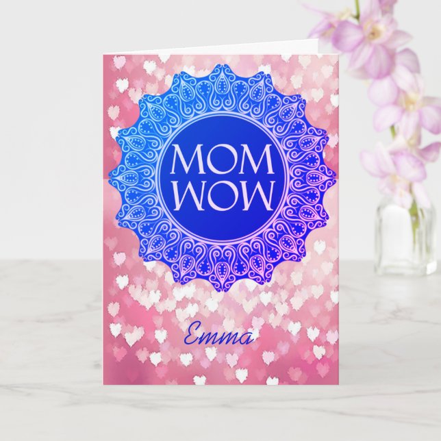 MAMA mit personalisiertem Namen WOW ästhetische Gr Karte (Orchidee)