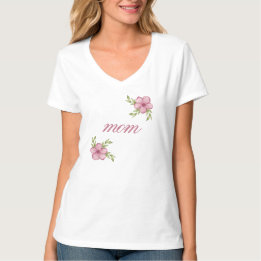 Mama mit rosa Blume Frauen V-Neck T-Shirt