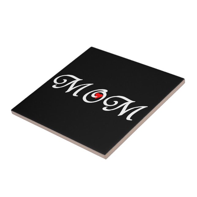 Mama mit rotem Herzen Fliese (Seite)