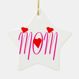 Mama mit Rotem Herzen Keramik Ornament