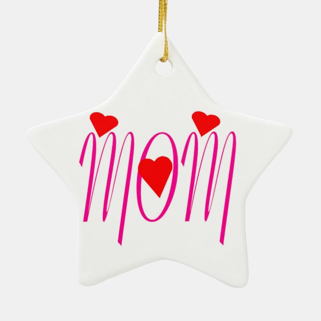 Mama mit Rotem Herzen Keramik Ornament (Hinten)