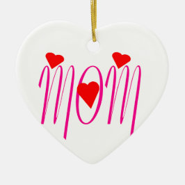 Mama mit Rotem Herzen Keramikornament