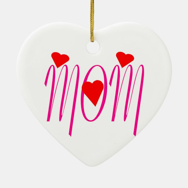 Mama mit Rotem Herzen Keramikornament (Hinten)