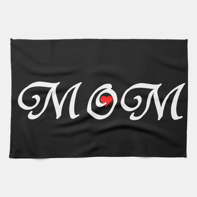 Mama mit rotem Herzen Küchentuch (Horizontal)