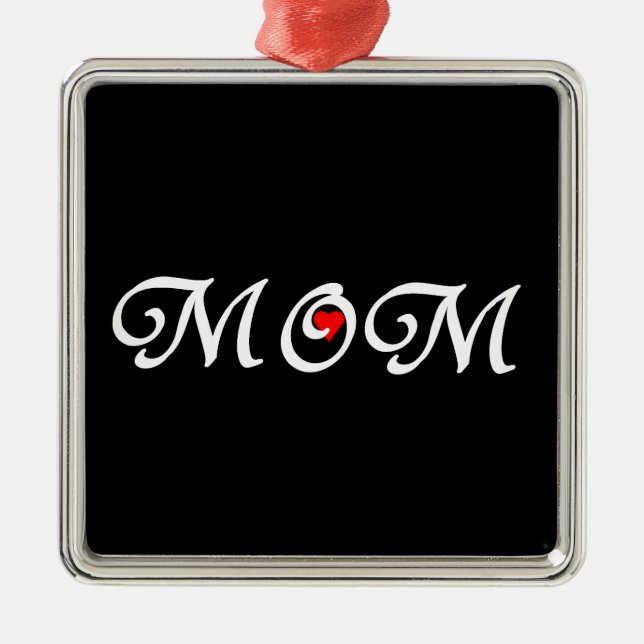 Mama mit rotem Herzen Ornament Aus Metall (Vorne)