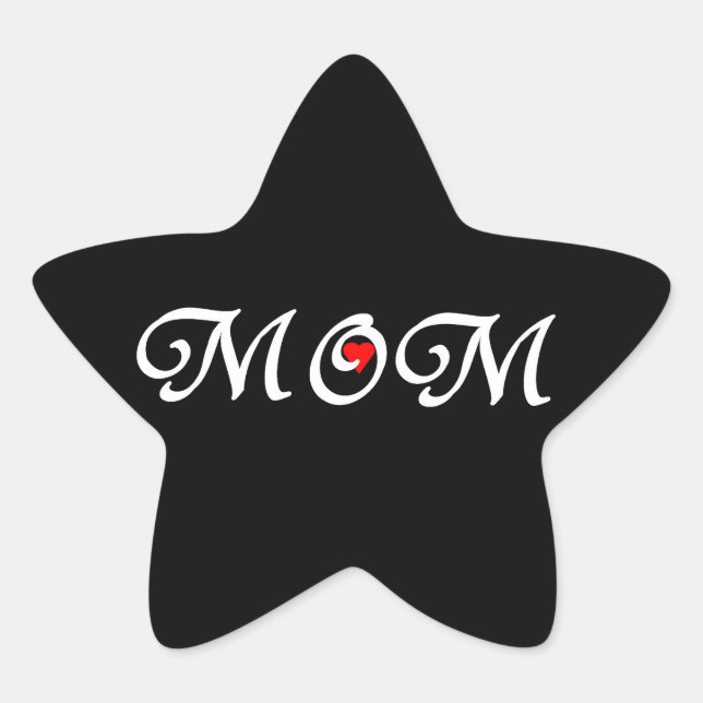 Mama mit rotem Herzen Stern-Aufkleber (Vorderseite)
