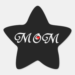 Mama mit rotem Herzen Stern-Aufkleber