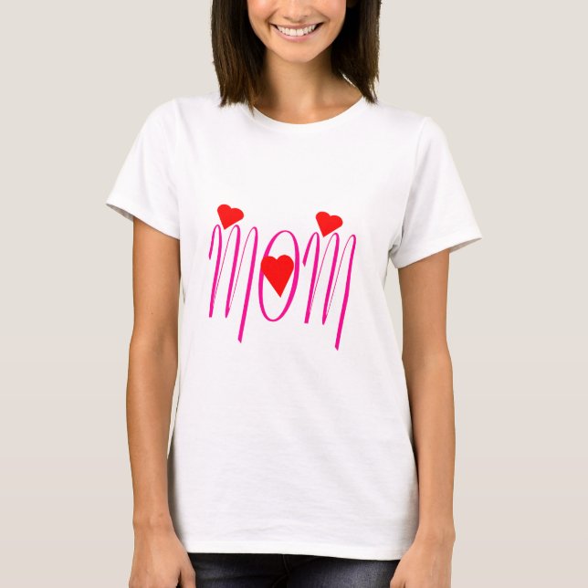 Mama mit Rotem Herzen T-Shirt (Vorderseite)