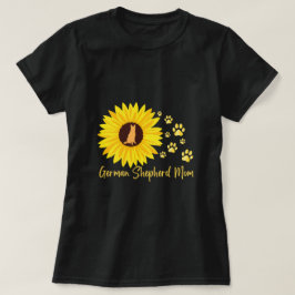 Mama mit Sonnenblumen und Paw Prints T-Shirt
