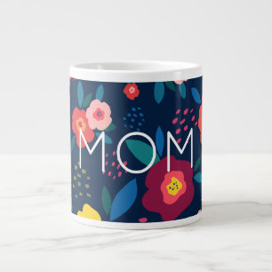Mama Moderner Blumenblau und Korkkaffee Jumbo-Tasse