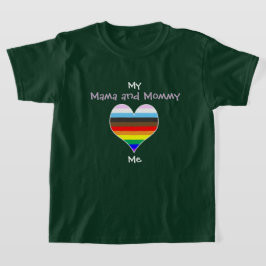 Mama/Mommy Rainbow Heart T - Shirt (für dunkle Far