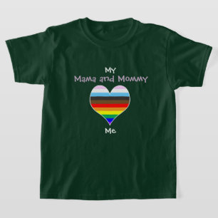 Mama/Mommy Rainbow Heart T - Shirt (für dunkle Far