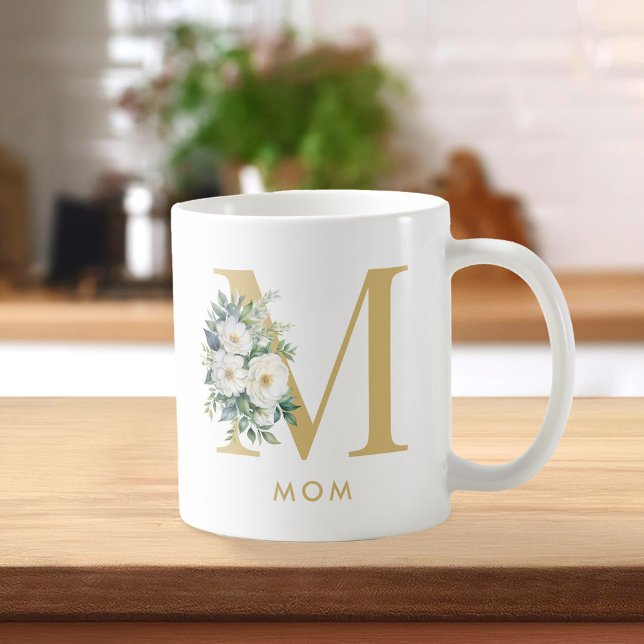 Mama Monogram Letter Floral Kaffeetasse (Von Creator hochgeladen)