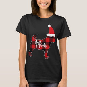 Mama Mops Dog Christmas Mama Pajama Rotes Karierte T-Shirt