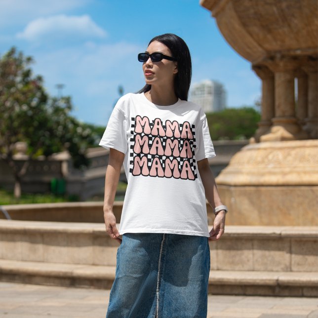 Mama Mother Day Retro Pink T-Shirt (Von Creator hochgeladen)