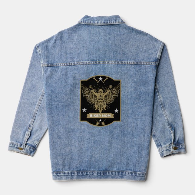 Mama Motorradfahrer Jeansjacke (Rückseite)