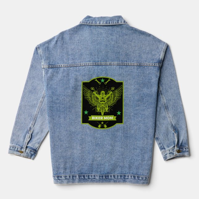 Mama Motorradfahrer Jeansjacke (Rückseite)