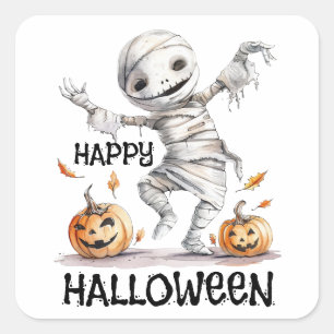 Mama Moves - Ein Halloween-Hallo in Wraps Quadratischer Aufkleber