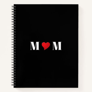 Mama Mum Schwarz rotes Herz Modernes, elegantes Re Notizbuch