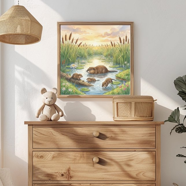 Mama Muskrat und Babys Kinderkrippe Poster (Von Creator hochgeladen)