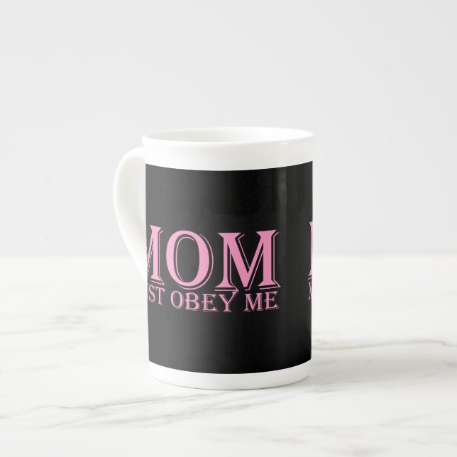MAMA (muss mir gehorchen) Sprichwort Rosa Prozellantasse (Vorderseite Links)