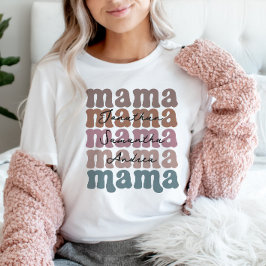 Mama Mutter Tag Eigene Kinder Namen Retro T-Shirt