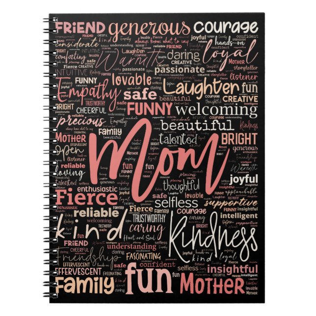 Mama Mutter Word Cloud Spirale Notebook Notizblock (Vorderseite)