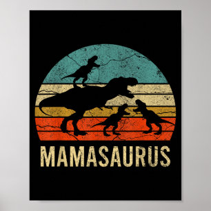 Mama Mutti Mama Dinosaur lustig 3 drei Kinder Poster