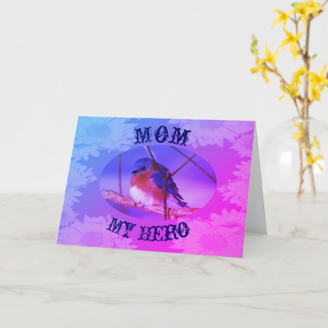 Mama My Hero Bluebird Mother Day Card Karte (Gelbe Blume)