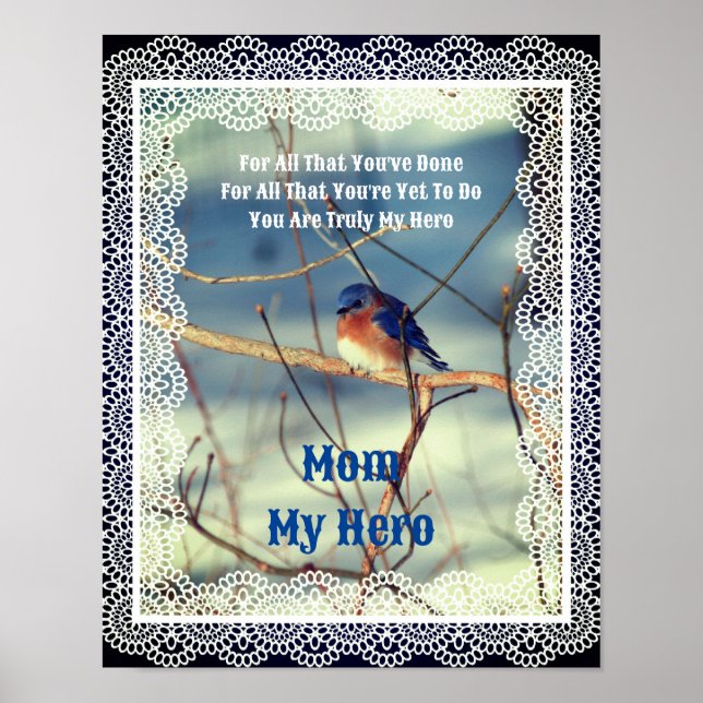 Mama My Hero Bluebird Nature Personalisiert Poster (Vorne)