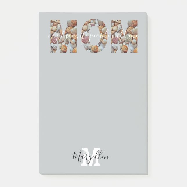 Mama Name und Monogram Seashell hinzufügen Post-it Klebezettel (Vorderseite)