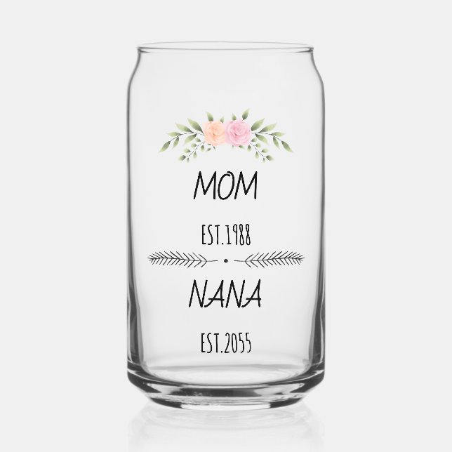 Mama & Nana Custom Floral Family Jahr Dosenglas (Vorderseite)