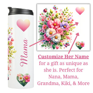 Mama, Nana, Oma, floraler Thermaltumbler Thermosbecher