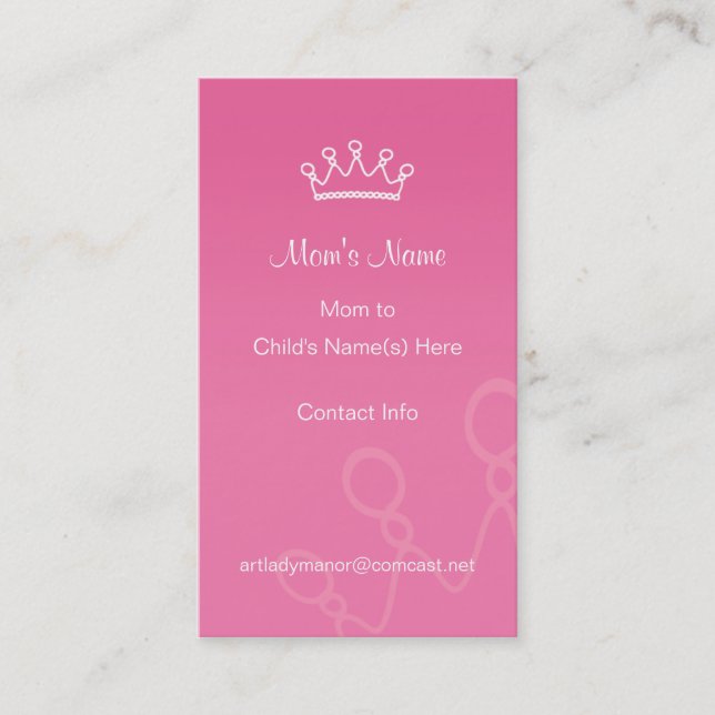Mama-nennende Karte - rosa Kronen-Visitenkarte (Vorderseite)