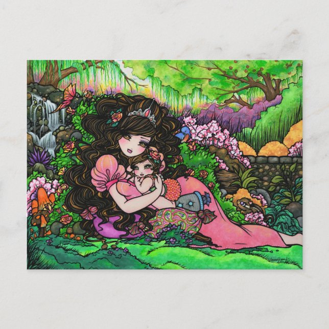Mama & New Baby Princess Fantasy Postkarte (Vorderseite)