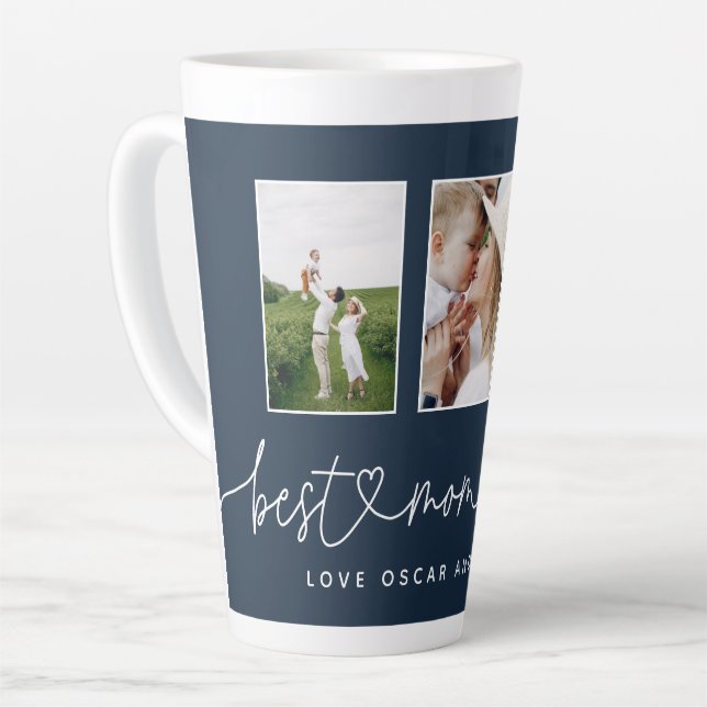 Mama niedliche moderne Drehbuch Multi-Foto-Geschen Milchtasse (Linke Ecke)