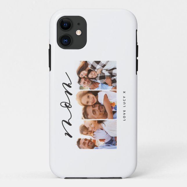 Mama niedliche moderne Drehbuch-MultiFoto-Geschenk Case-Mate iPhone Hülle (Rückseite)