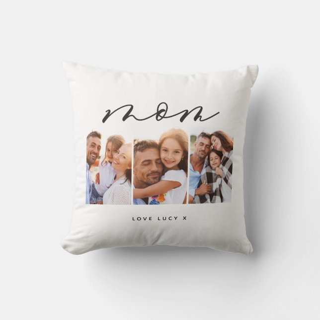 Mama niedliche moderne Drehbuch-MultiFoto-Geschenk Kissen (Vorderseite)