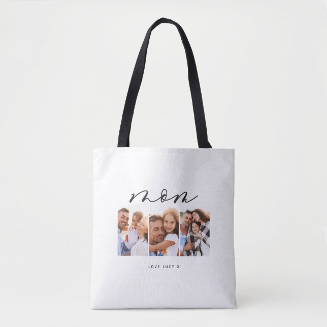 Mama niedliche moderne Drehbuch-MultiFoto-Geschenk Tasche (Vorderseite)