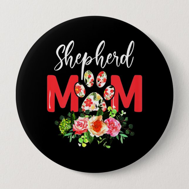 Mama Niedlicher Deutscher Schäferhund Button (Vorderseite)
