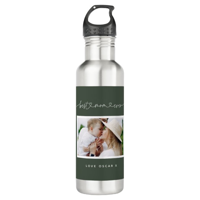 Mama niedliches Foto Edelstahlflasche (Vorderseite)