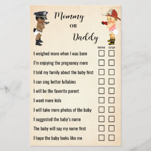 Mama oder Papa Kleiner Rekrut Babyshower Spielkart Flyer