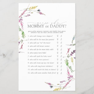 Mama oder Papa Spiel Pastell Wildblumen-Party Flye Flyer