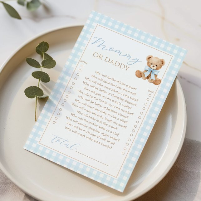 Mama oder Papa Teddybär Blau Baby Shower Spiel (Von Creator hochgeladen)