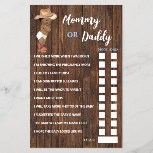 Mama oder Vater sagte OM Cowboy Baby Duschkarte Flyer