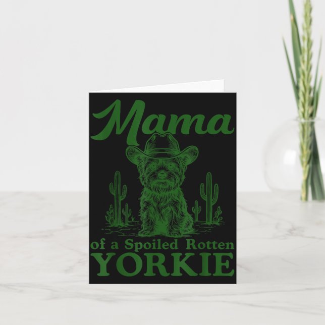Mama Of A Siled Rotten Yorkie Western Cowboy Dog L Karte (Vorderseite)