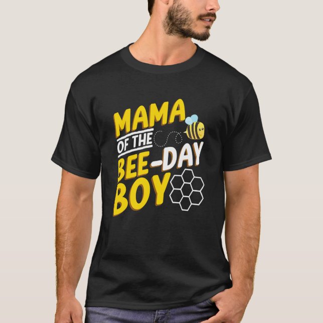Mama Of Bee Day Boy Honey Beekeeper Beekeeping Gra T-Shirt (Vorderseite)