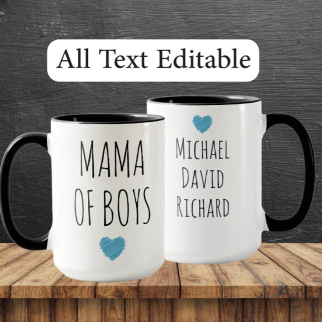 Mama of Boys Custom Names - Heartfelt Gift for Mom Tasse (Von Creator hochgeladen)