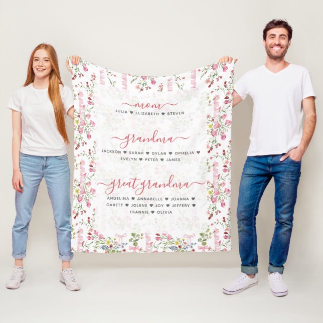 Mama Oma & Großes Oma mit Namen und Namen Fleecedecke (Beispiel)