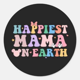 Mama On Earth Retro Groovy Mama Happy Mother Day Runder Aufkleber